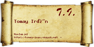 Tomay Irén névjegykártya